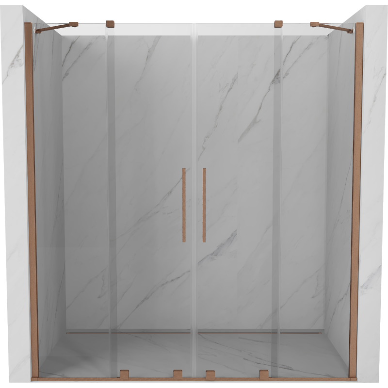 Mexen Velar Duo drzwi prysznicowe rozsuwane 180 cm, transparent, miedź szczotkowana - 871-180-000-02-65