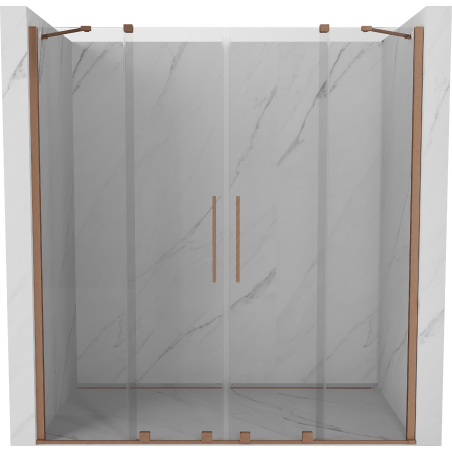 Mexen Velar Duo drzwi prysznicowe rozsuwane 180 cm, transparent, miedź szczotkowana - 871-180-000-02-65