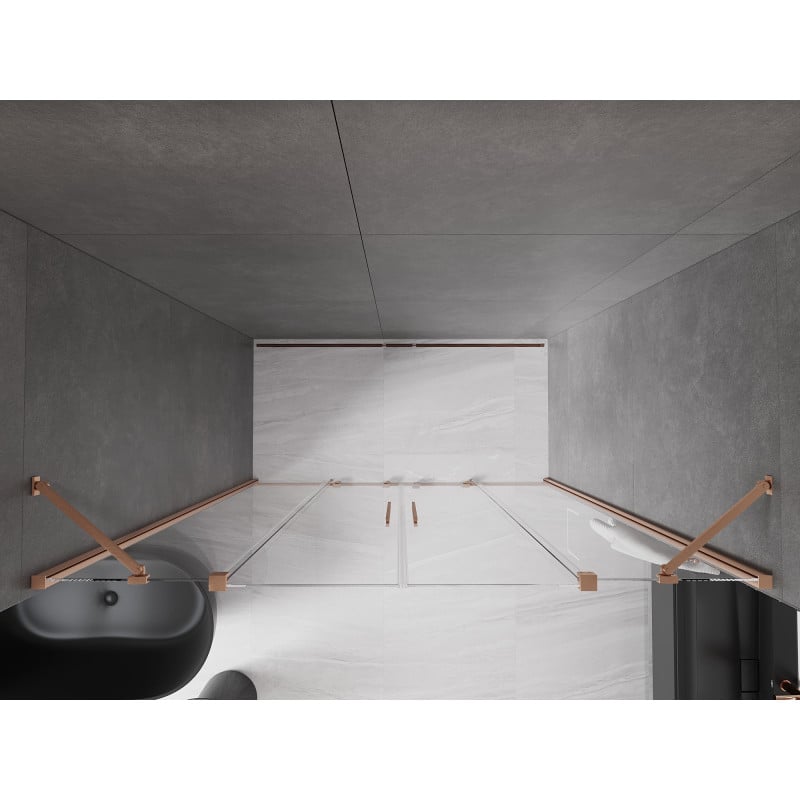 Mexen Velar Duo puertas de ducha correderas 180 cm, transparente, cobre cepillado - 871-180-000-02-65
