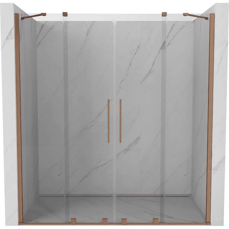 Mexen Velar Duo drzwi prysznicowe rozsuwane 200 cm, transparent, miedź szczotkowana - 871-200-000-02-65
