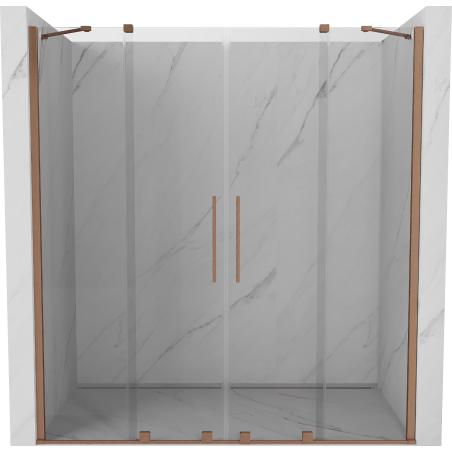 Mexen Velar Duo Schiebetüren 200 cm, transparent, gebürstetes Kupfer - 871-200-000-02-65