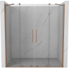 Mexen Velar Duo drzwi prysznicowe rozsuwane 200 cm, transparent, miedź szczotkowana - 871-200-000-02-65
