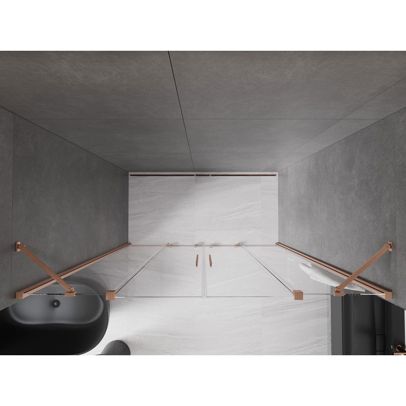 Mexen Velar Duo porte doccia scorrevoli 200 cm, trasparente, rame spazzolato - 871-200-000-02-65