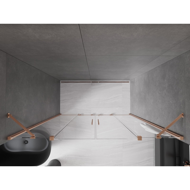 Mexen Velar Duo puertas de ducha correderas 200 cm, transparente, cobre cepillado - 871-200-000-02-65