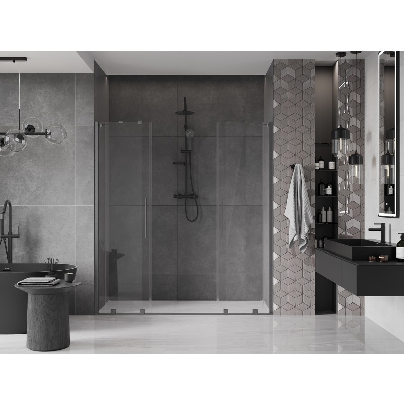 Mexen Velar Duo Duschschiebetüren 170 cm, transparent, gun gray gebürstet - 871-170-000-02-66