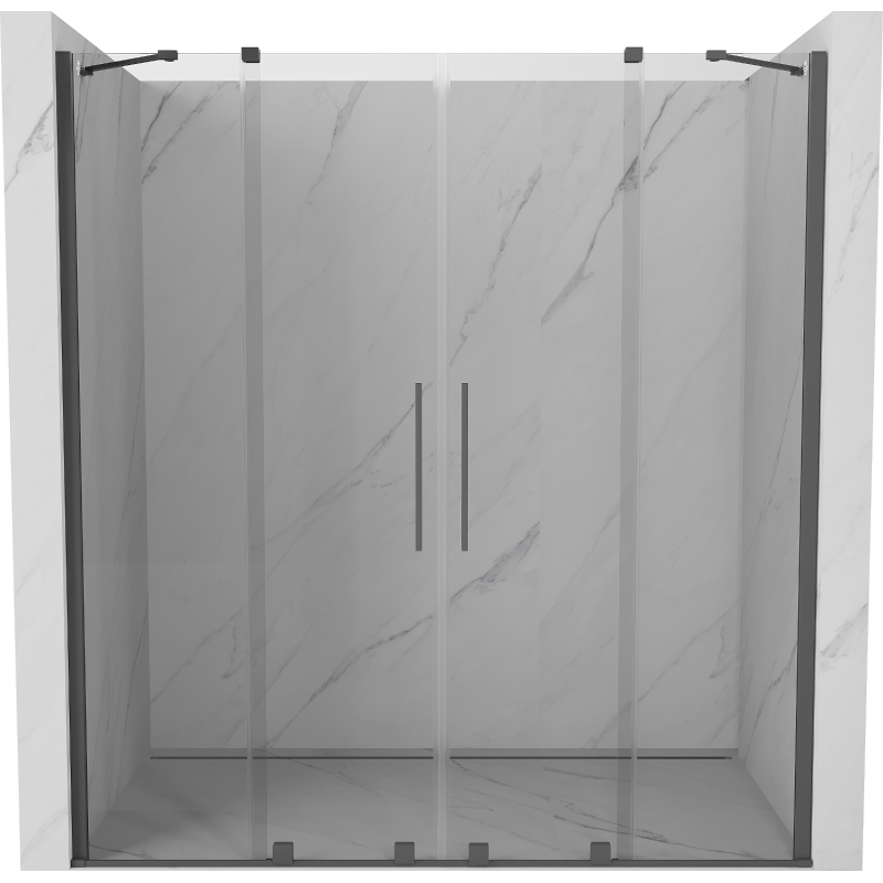Mexen Velar Duo puerta de ducha corredera 180 cm, transparente, gris metalizado cepillado - 871-180-000-02-66