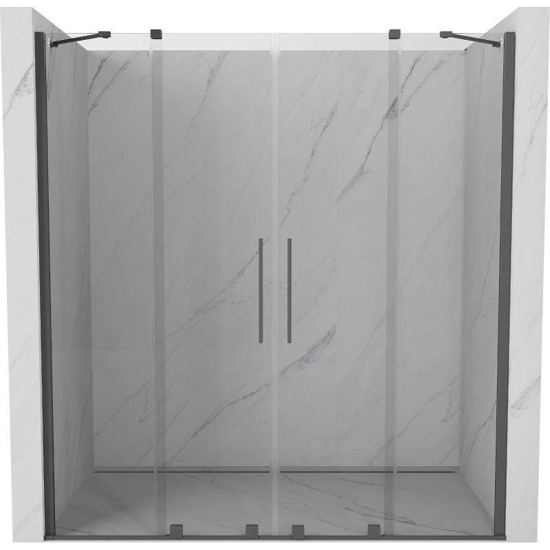 Mexen Velar Duo schuifdeur voor douche 180 cm, transparant, geborsteld geweergrijs - 871-180-000-02-66