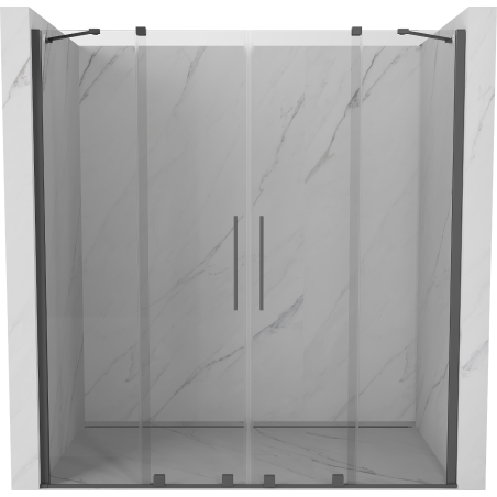 Mexen Velar Duo drzwi prysznicowe rozsuwane 180 cm, transparent, gun gray szczotkowany - 871-180-000-02-66