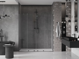 Mexen Velar Duo portes de douche coulissantes 200 cm, transparent, gris fusil brossé - 871-200-000-02-66