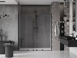 Mexen Velar Duo Schiebetür Dusche 170 cm, transparent, schwarz - 871-170-000-02-70