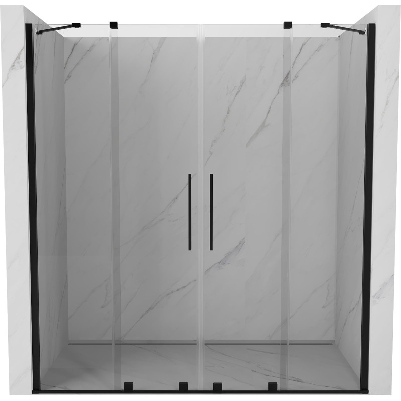 Mexen Velar Duo schuifbare douchedeur 200 cm, transparant, zwart - 871-200-000-02-70