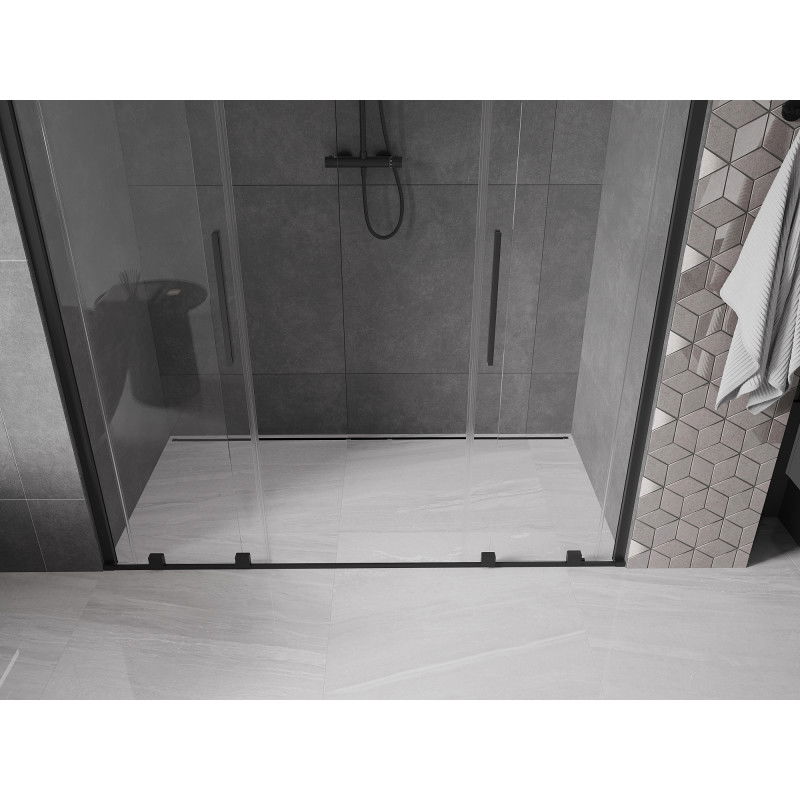 Mexen Velar Duo porte de douche coulissante 200 cm, transparent, noir - 871-200-000-02-70