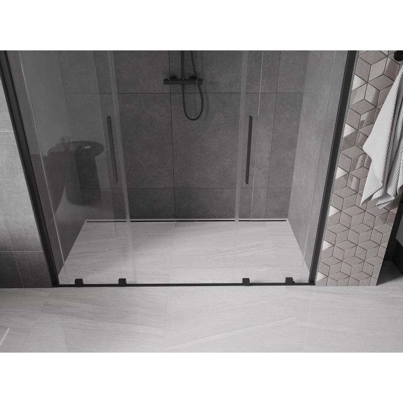 Mexen Velar Duo schuifbare douchedeur 200 cm, transparant, zwart - 871-200-000-02-70