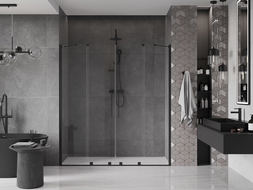 Mexen Velar Duo porte de douche coulissante 200 cm, transparent, noir - 871-200-000-02-70
