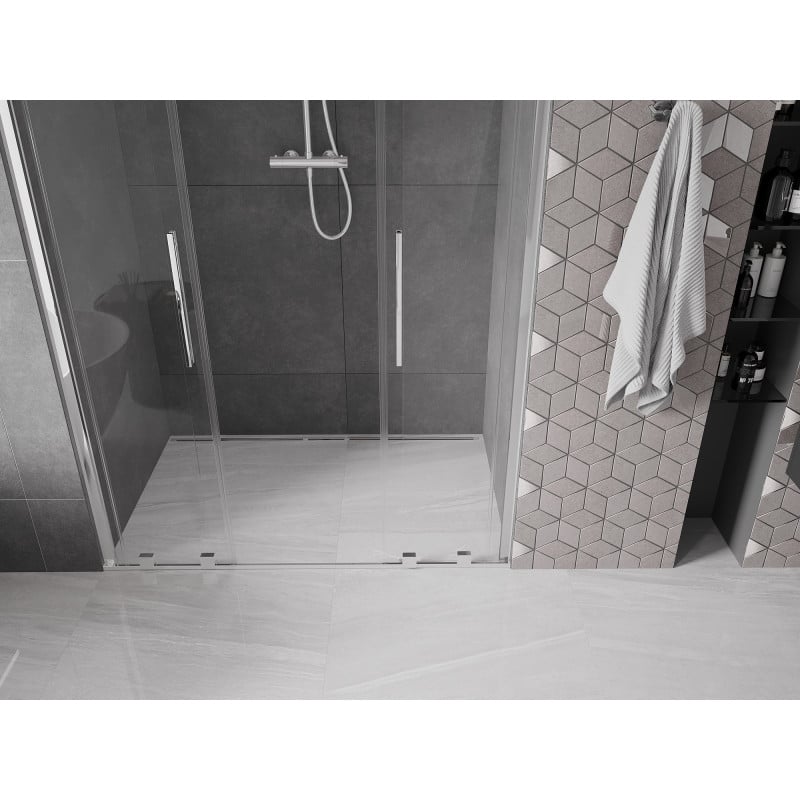 Mexen Velar Duo drzwi prysznicowe rozsuwane 150 cm, transparent, chrom - 871-150-000-02-01