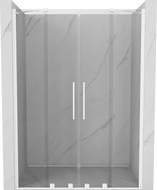 Mexen Velar Duo skjutbara duschdörrar 160 cm, transparenta, vita - 871-160-000-02-20