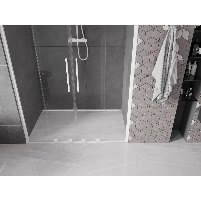 Mexen Velar Duo Schiebetüren Dusche 160 cm, transparent, weiß - 871-160-000-02-20