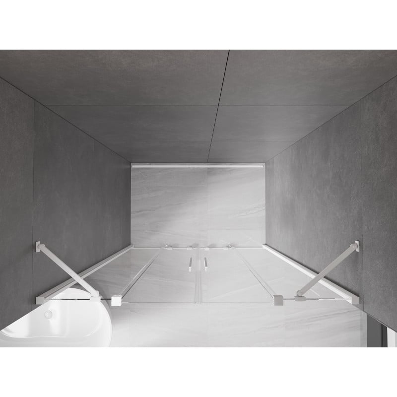 Mexen Velar Duo drzwi prysznicowe rozsuwane 160 cm, transparent, białe - 871-160-000-02-20