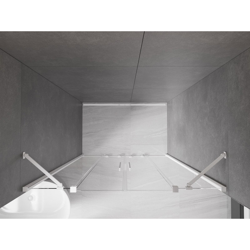 Mexen Velar Duo drsna vrata za prho 150 cm, prozorna, bela - 871-150-000-02-20