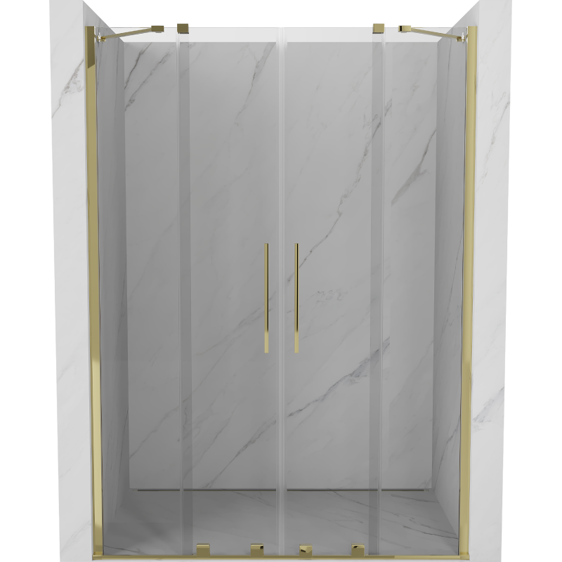 Mexen Velar Duo drzwi prysznicowe rozsuwane 150 cm, transparent, złote - 871-150-000-02-50