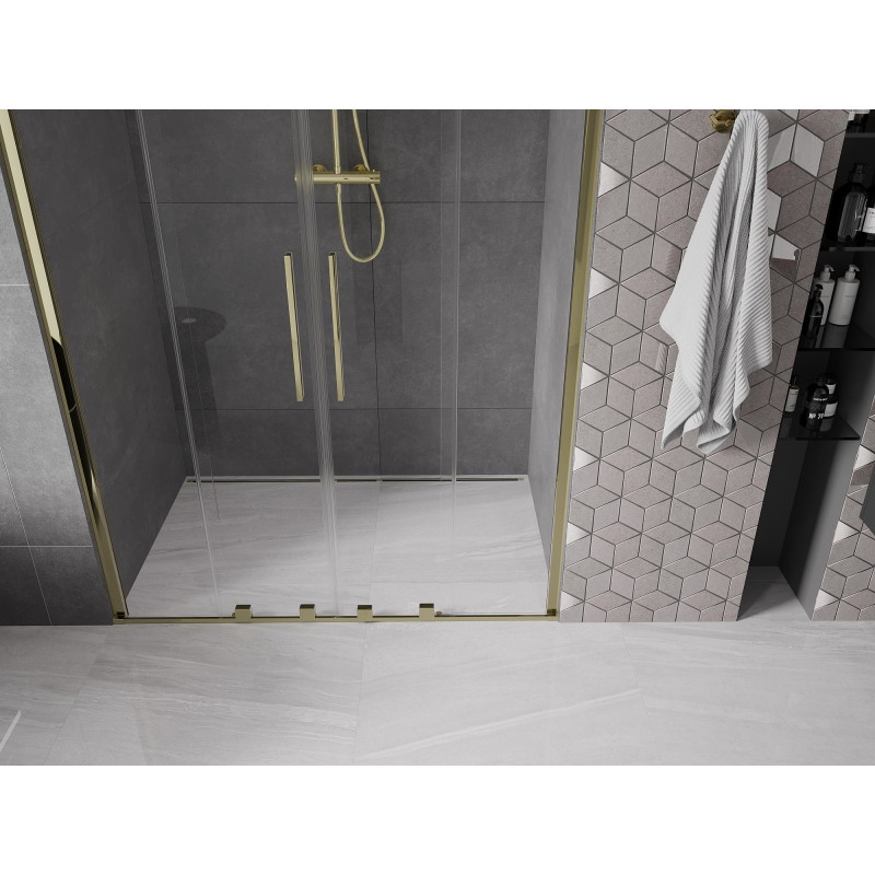 Mexen Velar Duo glazen schuifdeuren 150 cm, transparant, goud - 871-150-000-02-50