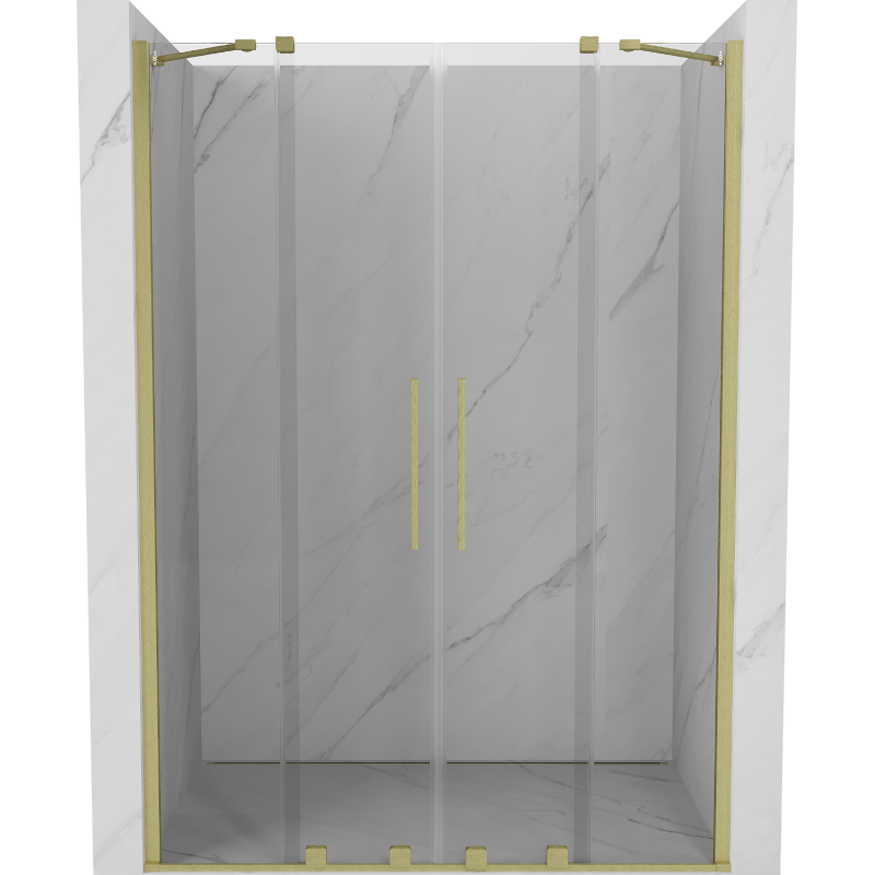 Mexen Velar Duo drzwi prysznicowe rozsuwane 140 cm, transparent, złote szczotkowane - 871-140-000-02-55