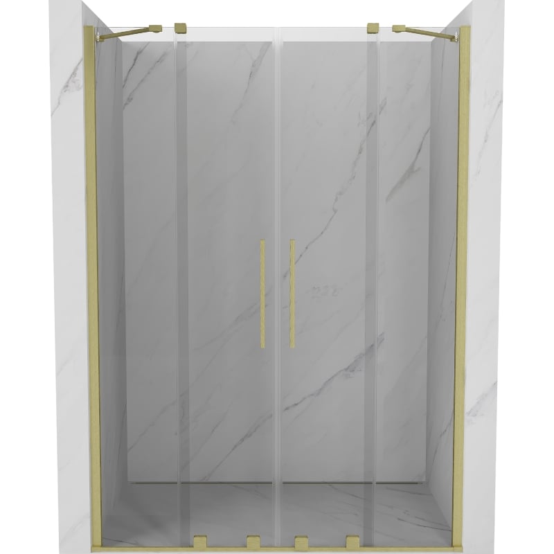 Mexen Velar Duo Schiebetüren für Dusche 140 cm, transparent, gebürstetes Gold - 871-140-000-02-55