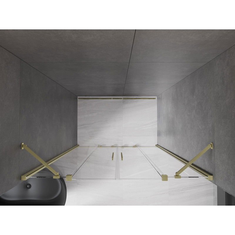 Mexen Velar Duo Schiebetür 140 cm, transparent, gebürstet gold - 871-140-000-02-55