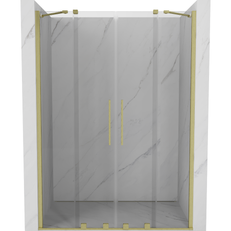Mexen Velar Duo drzwi prysznicowe rozsuwane 150 cm, transparent, złote szczotkowane - 871-150-000-02-55
