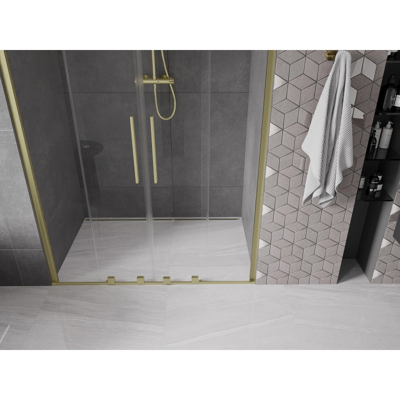 Mexen Velar Duo puertas de ducha correderas 150 cm, transparente, dorado cepillado - 871-150-000-02-55