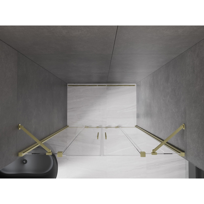 Mexen Velar Duo schuifbare douchedeur 150 cm, transparant, geborsteld goud - 871-150-000-02-55