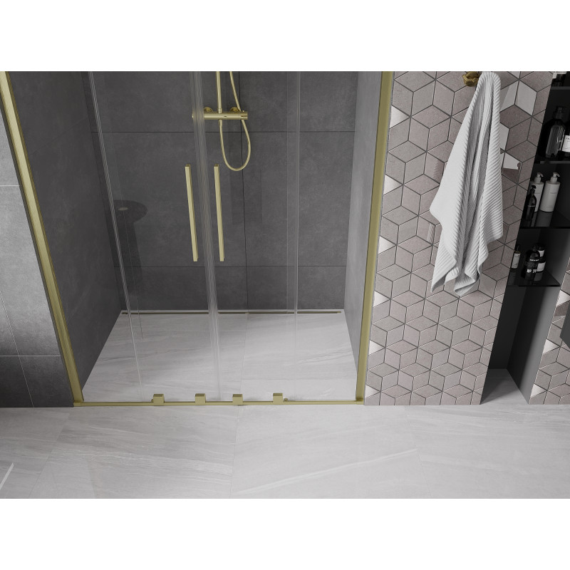 Mexen Velar Duo drzwi prysznicowe rozsuwane 160 cm, transparent, złote szczotkowane - 871-160-000-02-55