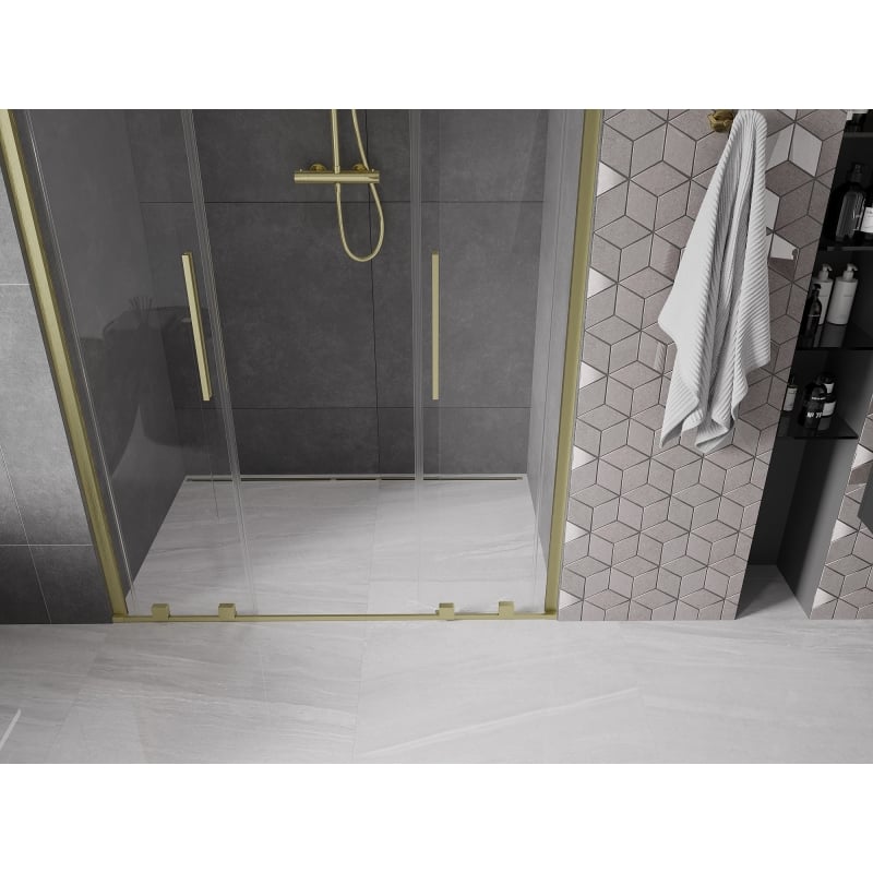 Mexen Velar Duo lükand-dushiuukse komplekt, 160 cm, läbipaistev, kuldharjatud - 871-160-000-02-55