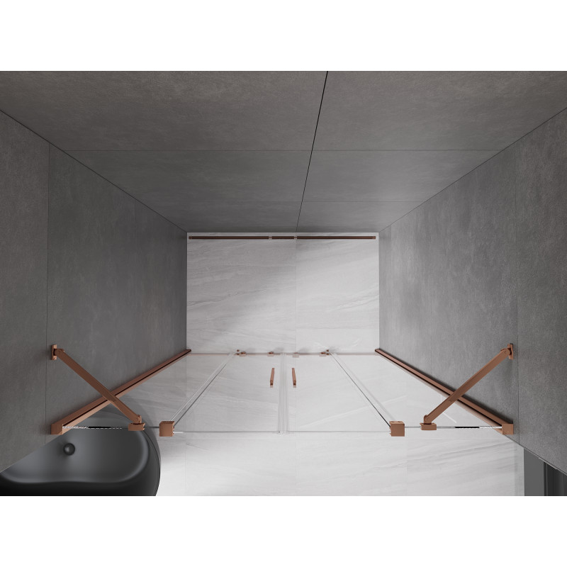 Mexen Velar Duo drzwi prysznicowe rozsuwane 140 cm, transparent, różowe złoto - 871-140-000-02-60
