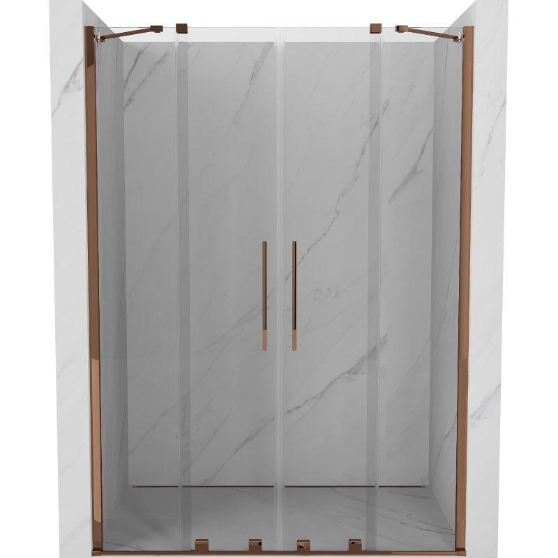 Mexen Velar Duo drzwi prysznicowe rozsuwane 150 cm, transparent, różowe złoto - 871-150-000-02-60