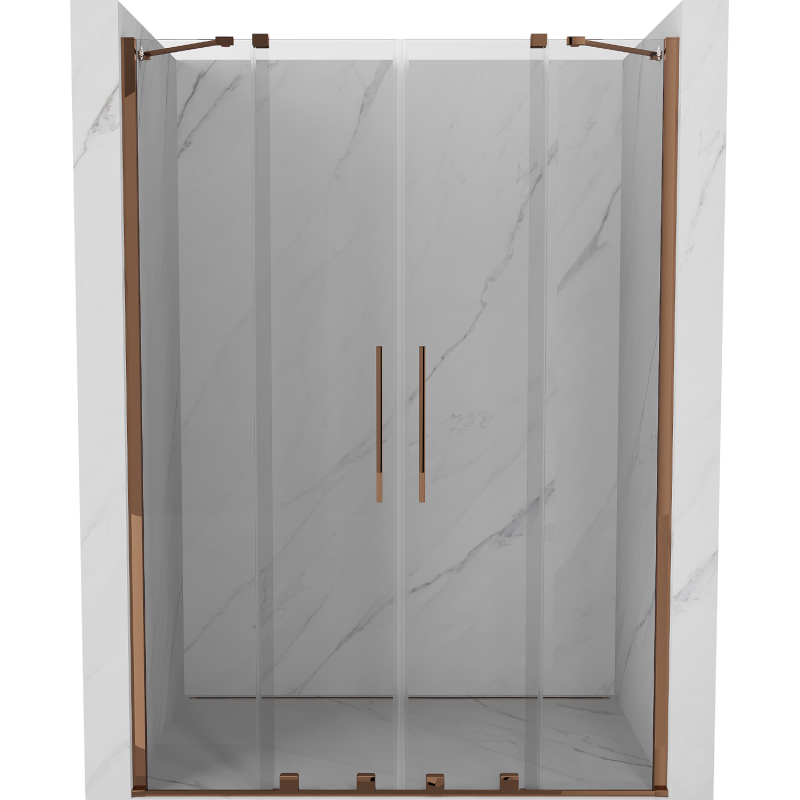 Mexen Velar Duo drzwi prysznicowe rozsuwane 160 cm, transparent, różowe złoto - 871-160-000-02-60