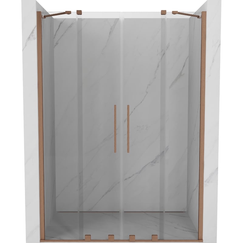 Mexen Velar Duo drzwi prysznicowe rozsuwane 150 cm, transparent, miedź szczotkowana - 871-150-000-02-65