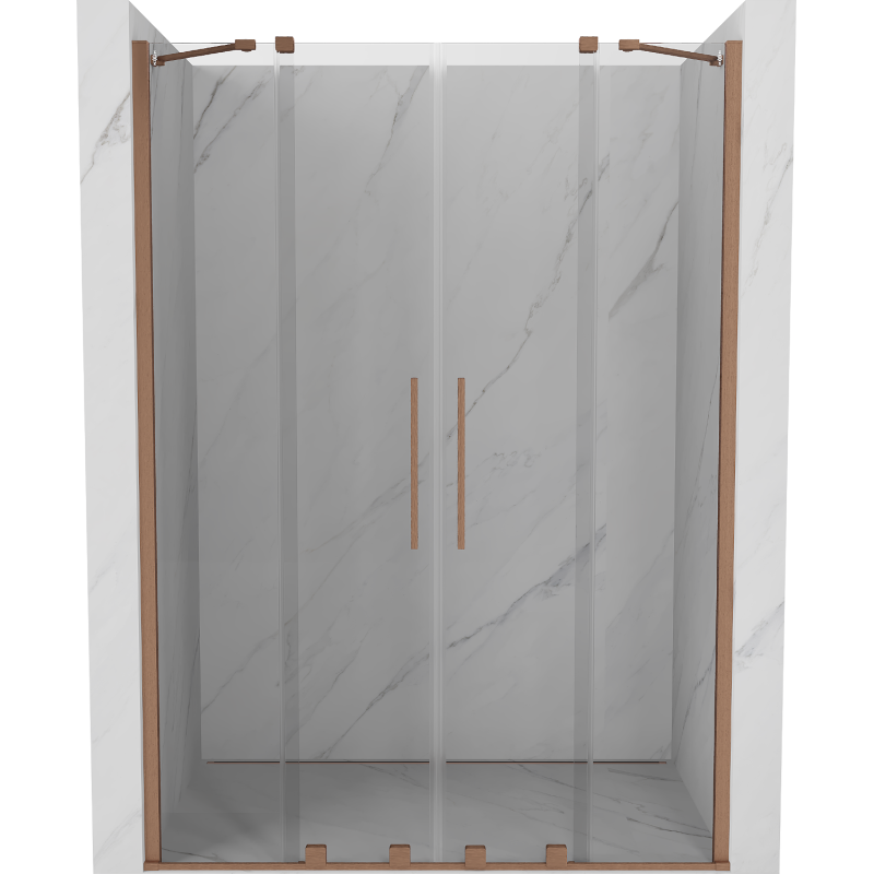 Mexen Velar Duo schuifdouchedeuren 150 cm, transparant, geborsteld koper - 871-150-000-02-65