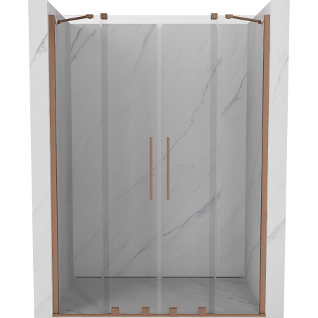 Mexen Velar Duo 150 cm Sliding Shower Door, Transparent, Brushed Copper - 871-150-000-02-65