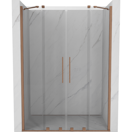 Mexen Velar Duo schuifdouchedeuren 150 cm, transparant, geborsteld koper - 871-150-000-02-65