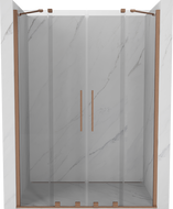 Mexen Velar Duo 150 cm Sliding Shower Door, Transparent, Brushed Copper - 871-150-000-02-65