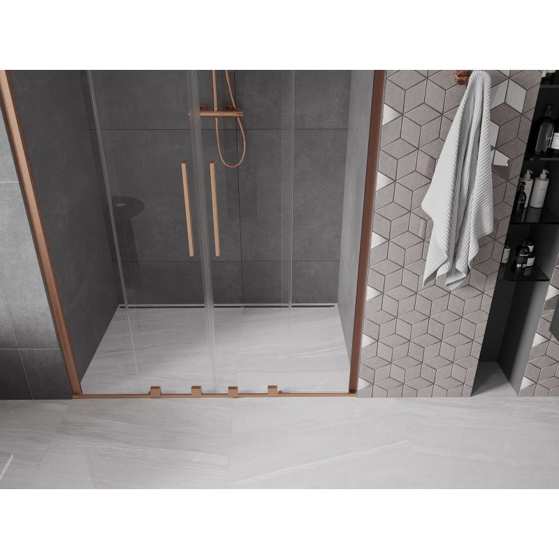 Mexen Velar Duo sliding shower doors 150 cm, transparent, brushed copper - 871-150-000-02-65