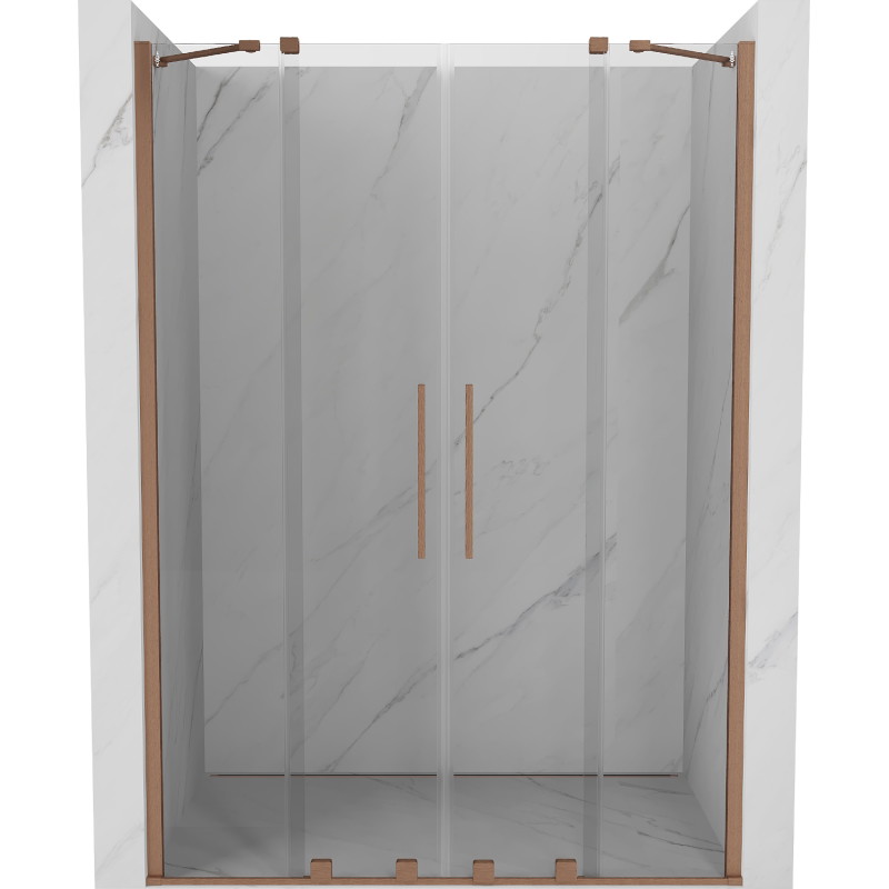Mexen Velar Duo sliding shower doors 160 cm, transparent, brushed copper - 871-160-000-02-65