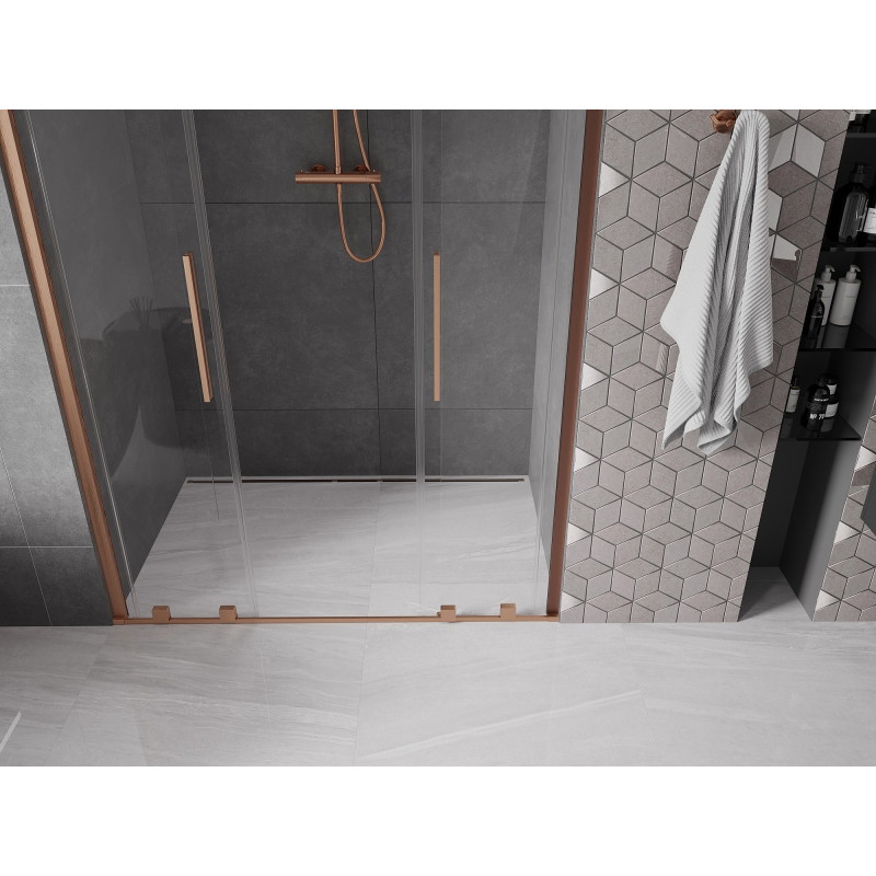 Mexen Velar Duo lükanduksed dušiuks 160 cm, läbipaistev, harjatud vask - 871-160-000-02-65