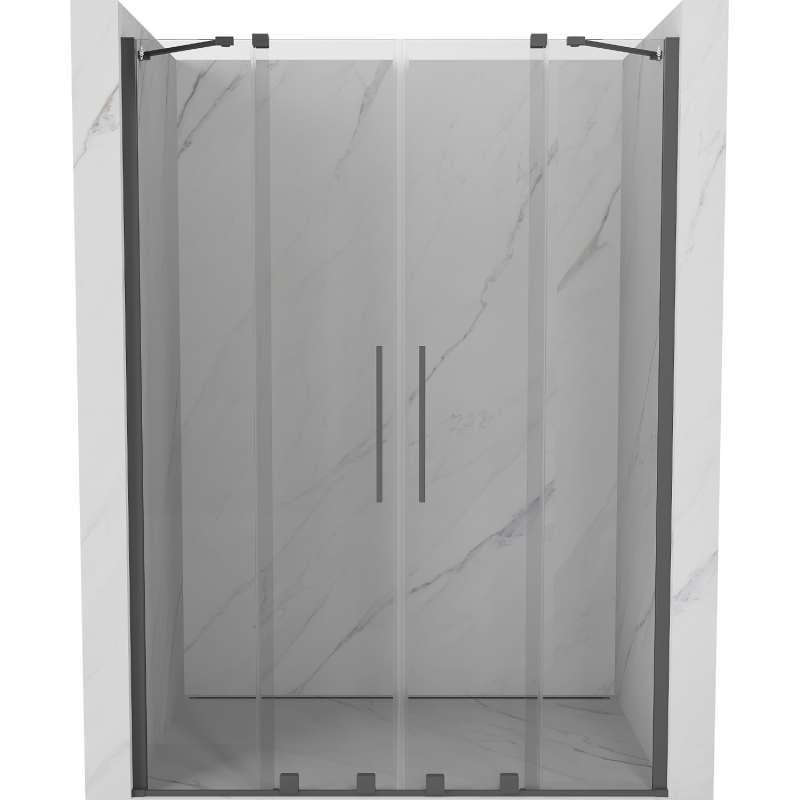 Mexen Velar Duo drzwi prysznicowe rozsuwane 140 cm, transparent, gun gray szczotkowany - 871-140-000-02-66