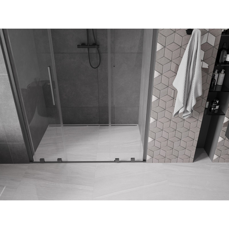 Mexen Velar Duo puertas de ducha correderas 140 cm, transparente, gris arma cepillado - 871-140-000-02-66