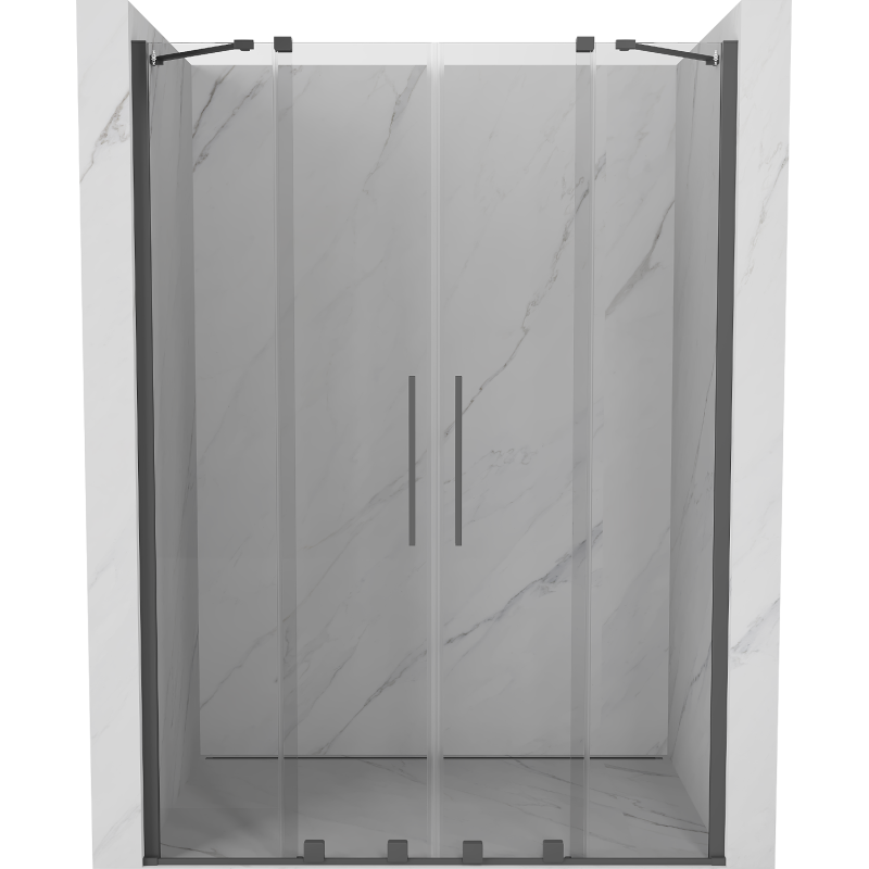 Mexen Velar Duo Schiebetür Dusche 150 cm, transparent, gebürstetes Gun Gray - 871-150-000-02-66