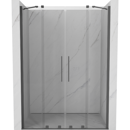 Mexen Velar Duo porta doccia scorrevole 150 cm, trasparente, grigio pistola spazzolato - 871-150-000-02-66
