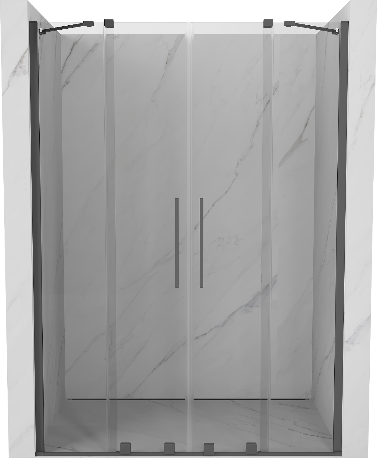 Mexen Velar Duo drzwi prysznicowe rozsuwane 150 cm, transparent, gun gray szczotkowany - 871-150-000-02-66