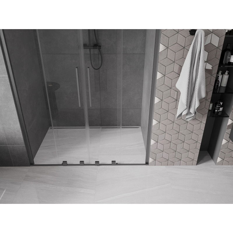 Mexen Velar Duo portes de douche coulissantes 150 cm, transparentes, gris canon brossé - 871-150-000-02-66